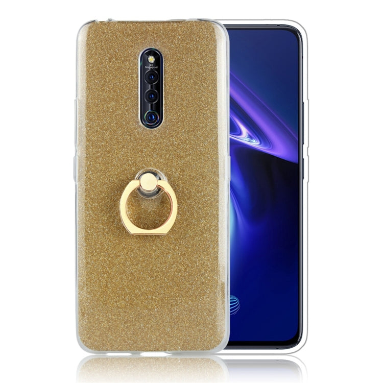 For Vivo X27 Pro Glittery Powder Shockproof TPU Protective Case with Ring Holder