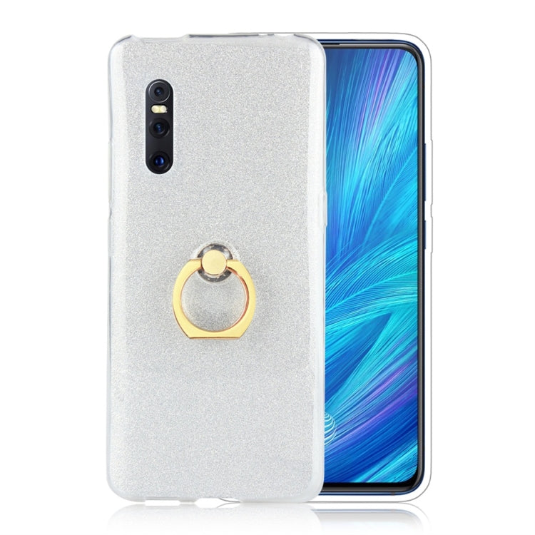 For Vivo X27 Glittery Powder Shockproof TPU Protective Case with Ring Holder