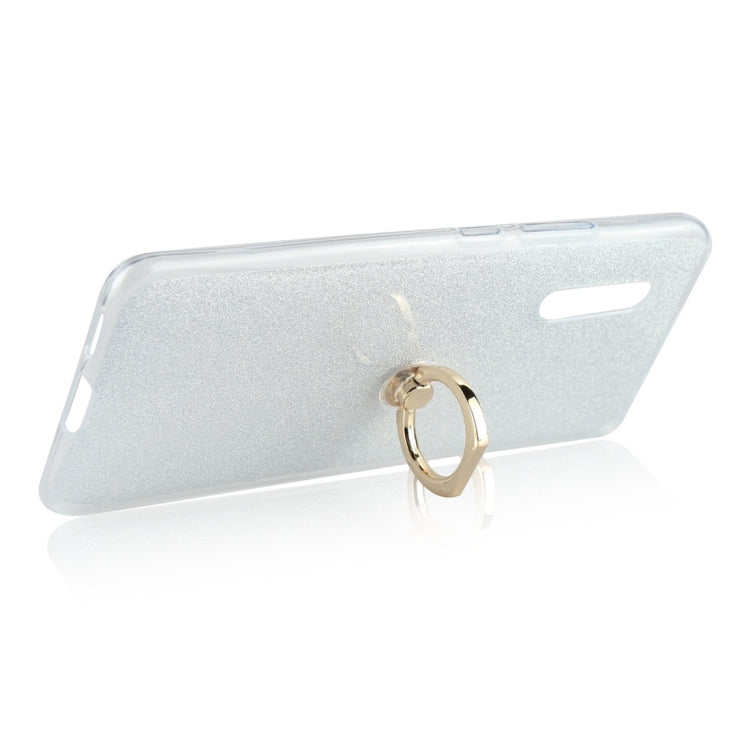 For Vivo X27 Glittery Powder Shockproof TPU Protective Case with Ring Holder
