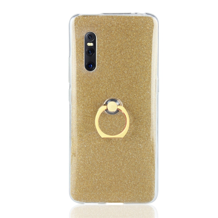 For Vivo X27 Glittery Powder Shockproof TPU Protective Case with Ring Holder