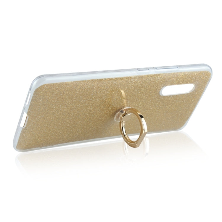 For Vivo X27 Glittery Powder Shockproof TPU Protective Case with Ring Holder