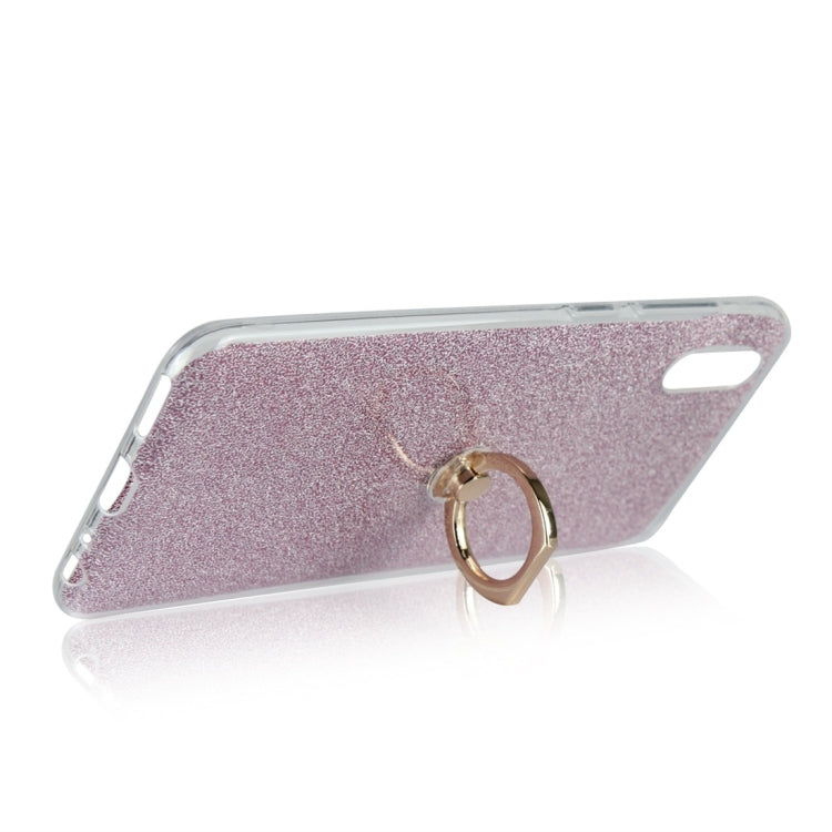 For Vivo Y97 Glittery Powder Shockproof TPU Protective Case with Ring Holder