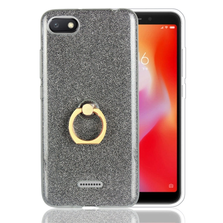 For Xiaomi Redmi 6A Glittery Powder Shockproof TPU Protective Case with Ring Holder