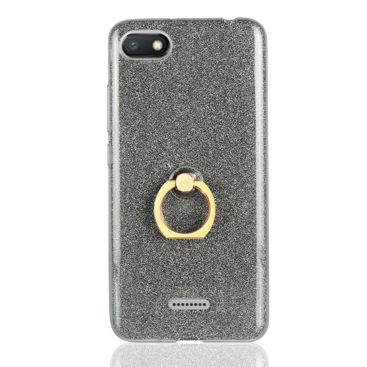 For Xiaomi Redmi 6A Glittery Powder Shockproof TPU Protective Case with Ring Holder