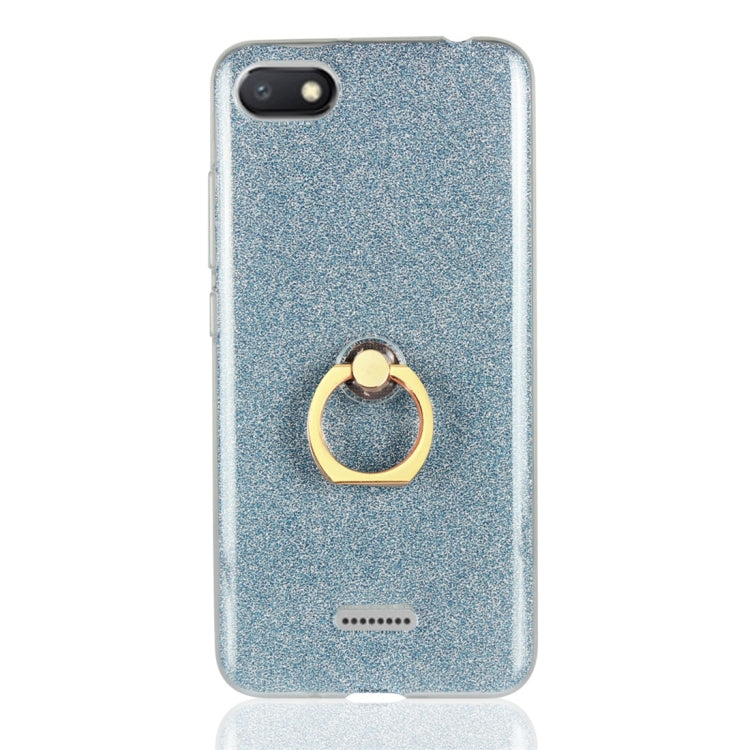 For Xiaomi Redmi 6A Glittery Powder Shockproof TPU Protective Case with Ring Holder