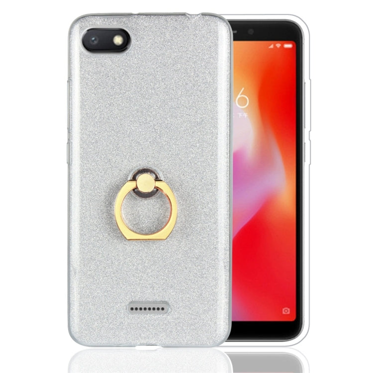 For Xiaomi Redmi 6A Glittery Powder Shockproof TPU Protective Case with Ring Holder