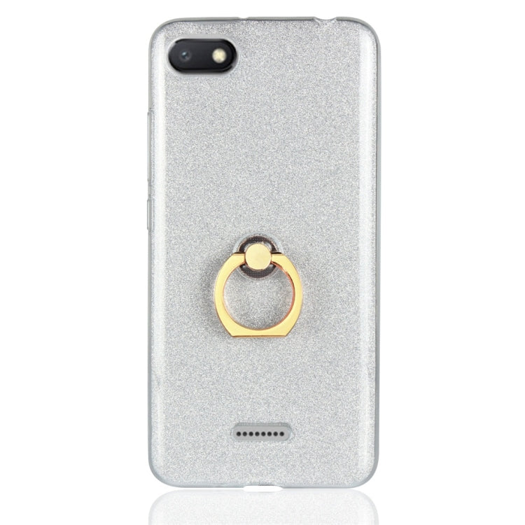 For Xiaomi Redmi 6A Glittery Powder Shockproof TPU Protective Case with Ring Holder