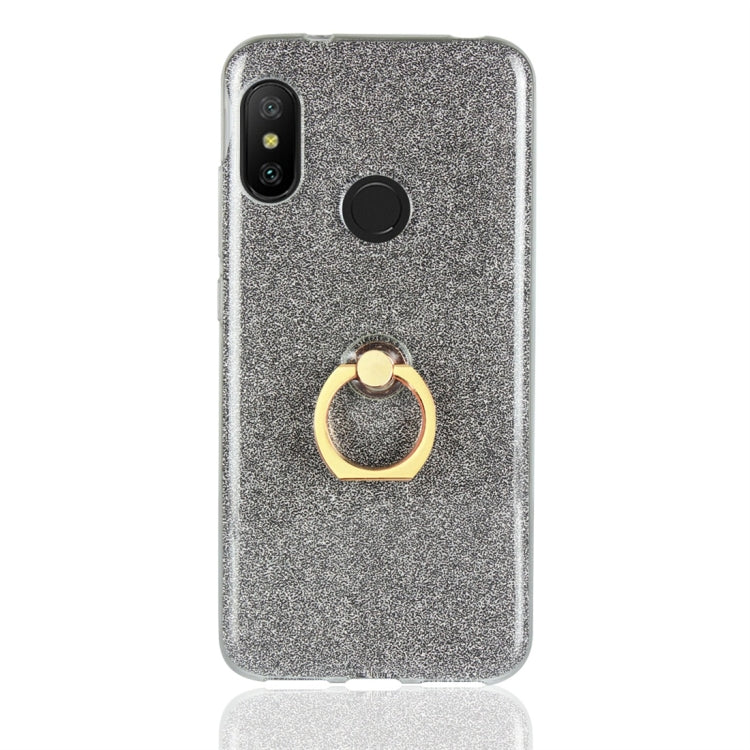 For Xiaomi Redmi 6 Pro Glittery Powder Shockproof TPU Protective Case with Ring Holder