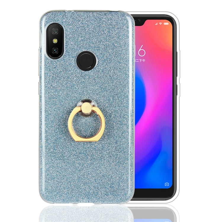 For Xiaomi Redmi 6 Pro Glittery Powder Shockproof TPU Protective Case with Ring Holder