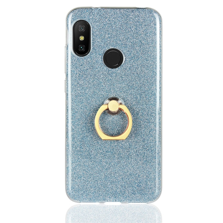 For Xiaomi Redmi 6 Pro Glittery Powder Shockproof TPU Protective Case with Ring Holder