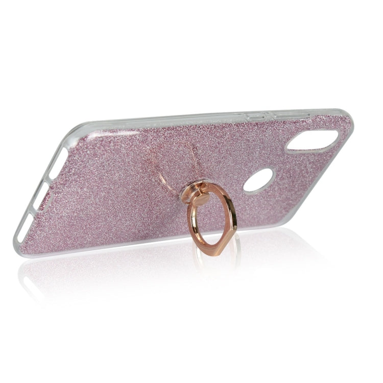 For Xiaomi Redmi 6 Pro Glittery Powder Shockproof TPU Protective Case with Ring Holder