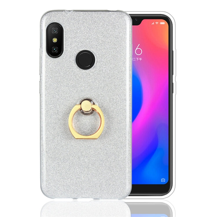 For Xiaomi Redmi 6 Pro Glittery Powder Shockproof TPU Protective Case with Ring Holder