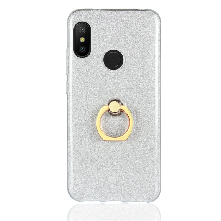 For Xiaomi Redmi 6 Pro Glittery Powder Shockproof TPU Protective Case with Ring Holder