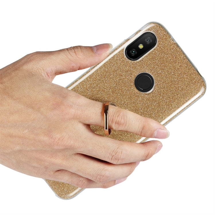 For Xiaomi Redmi 6 Pro Glittery Powder Shockproof TPU Protective Case with Ring Holder