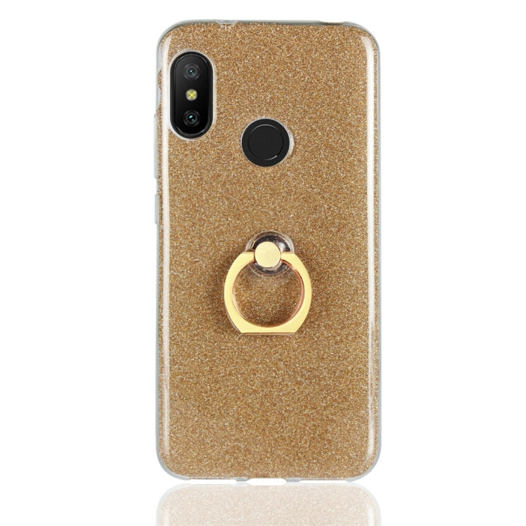 For Xiaomi Redmi 6 Pro Glittery Powder Shockproof TPU Protective Case with Ring Holder