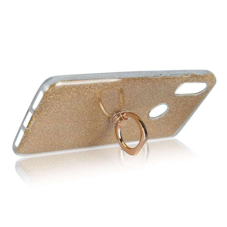 For Xiaomi Redmi 6 Pro Glittery Powder Shockproof TPU Protective Case with Ring Holder