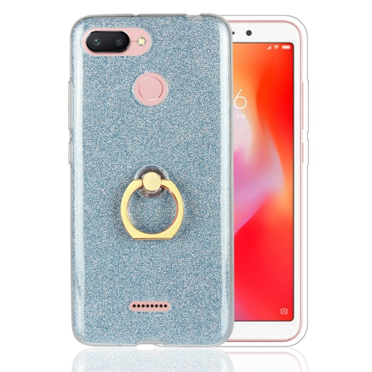 For Xiaomi Redmi 6 Glittery Powder Shockproof TPU Protective Case with Ring Holder