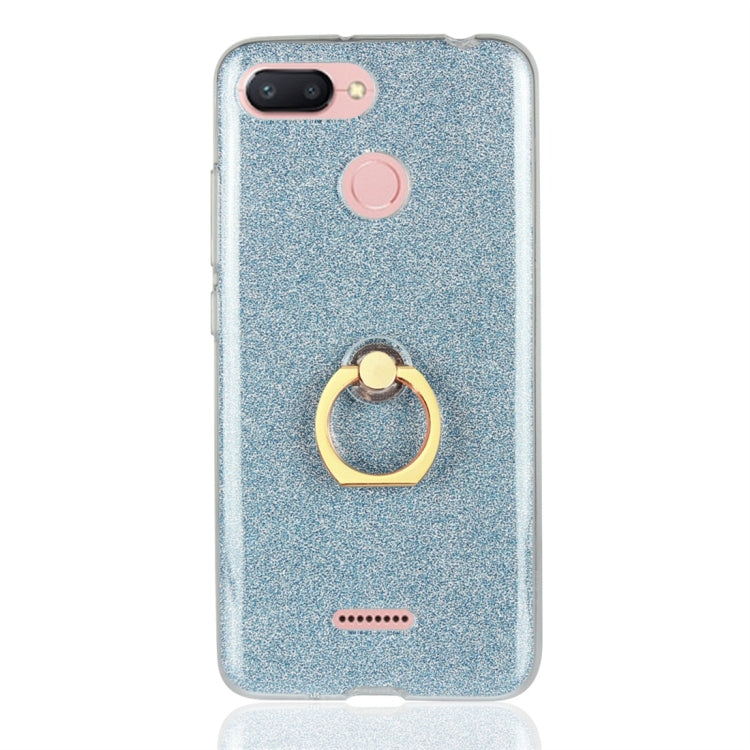 For Xiaomi Redmi 6 Glittery Powder Shockproof TPU Protective Case with Ring Holder