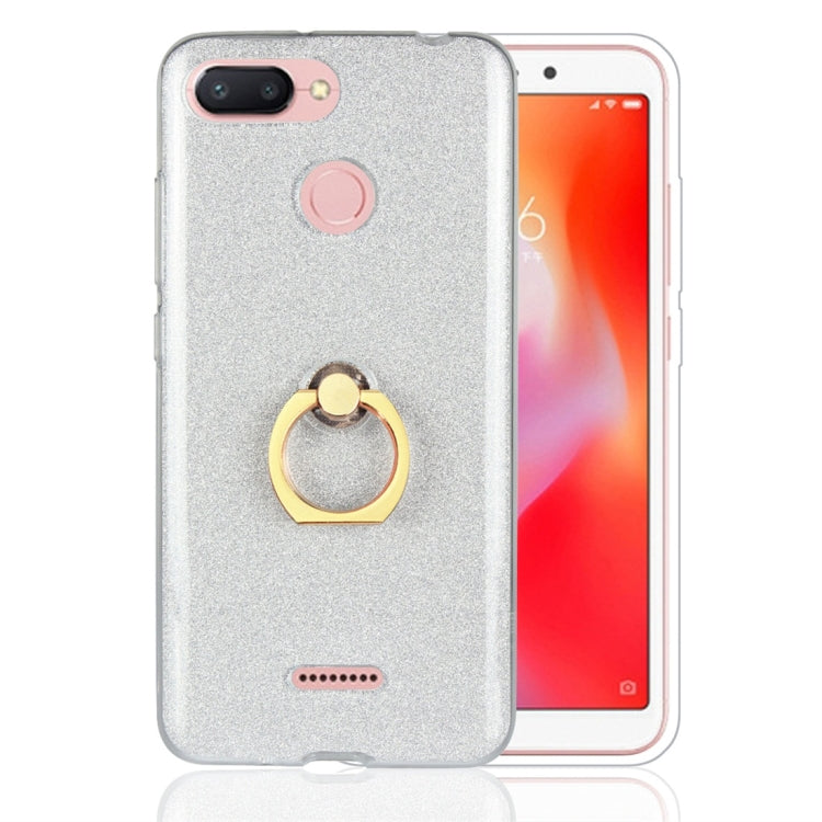 For Xiaomi Redmi 6 Glittery Powder Shockproof TPU Protective Case with Ring Holder
