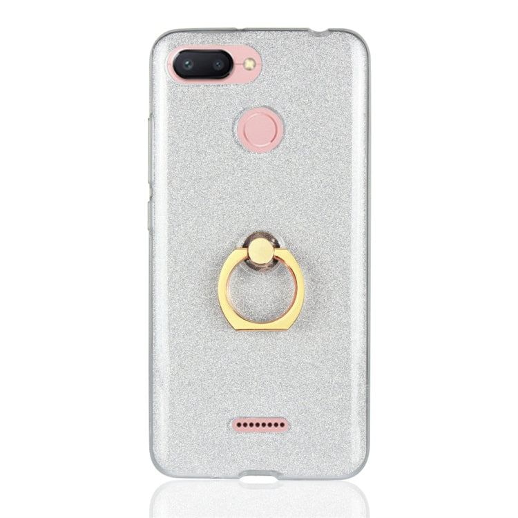 For Xiaomi Redmi 6 Glittery Powder Shockproof TPU Protective Case with Ring Holder