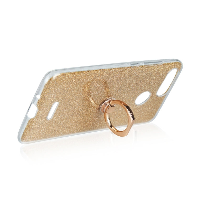For Xiaomi Redmi 6 Glittery Powder Shockproof TPU Protective Case with Ring Holder