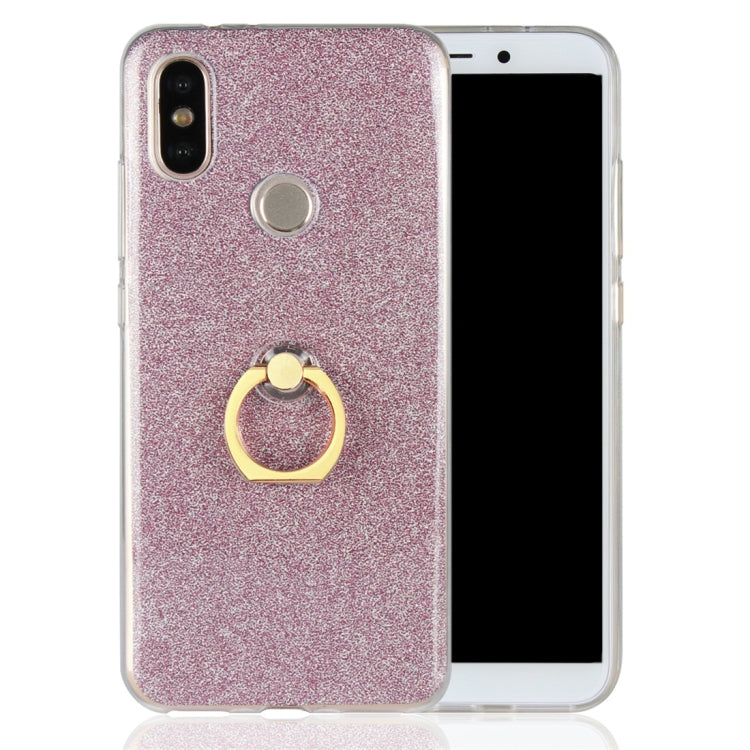 For Xiaomi Mi 6X Glittery Powder Shockproof TPU Protective Case with Ring Holder