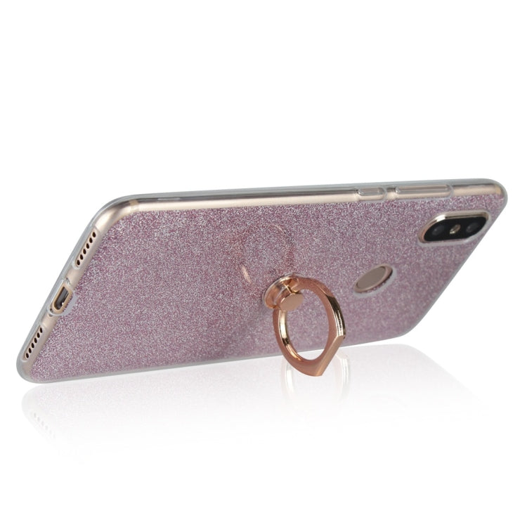 For Xiaomi Mi 6X Glittery Powder Shockproof TPU Protective Case with Ring Holder
