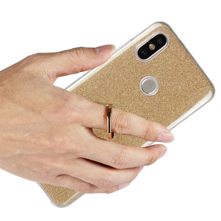 For Xiaomi Mi 6X Glittery Powder Shockproof TPU Protective Case with Ring Holder
