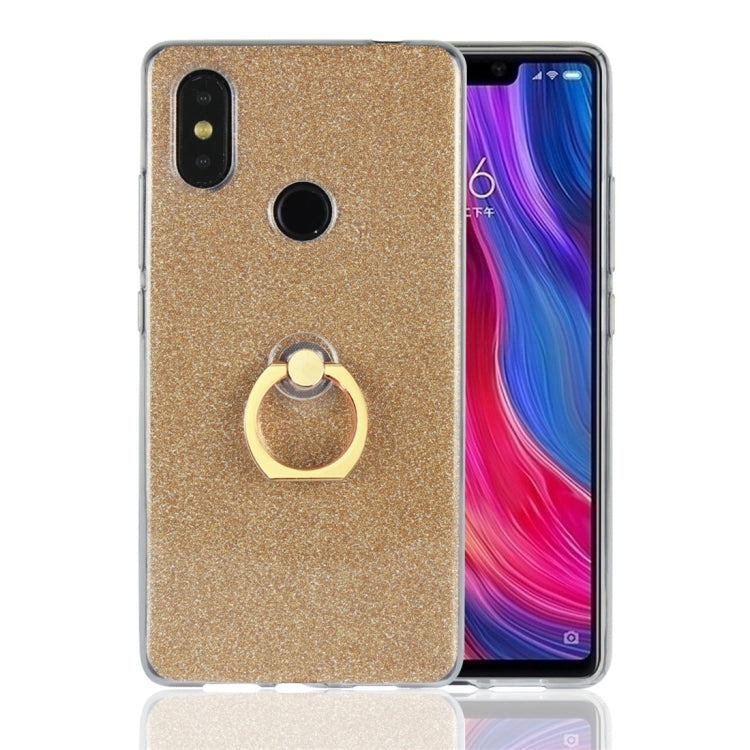 For Xiaomi Mi 8 SE Glittery Powder Shockproof TPU Protective Case with Ring Holder