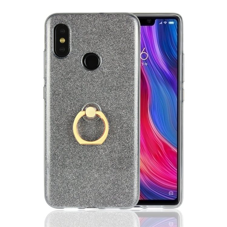 For Xiaomi Mi 8 Glittery Powder Shockproof TPU Protective Case with Ring Holder