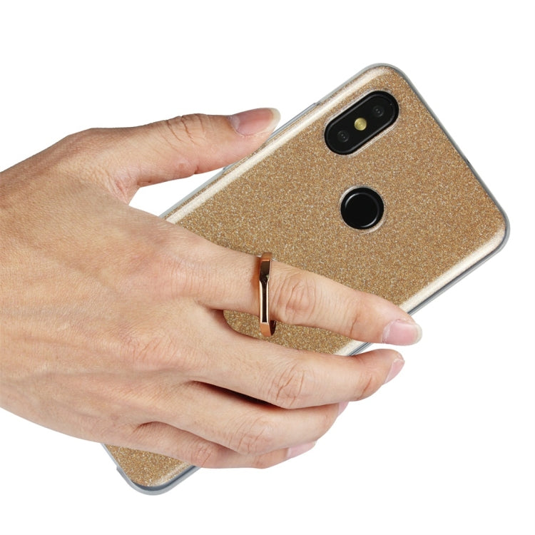 For Xiaomi Mi 8 Glittery Powder Shockproof TPU Protective Case with Ring Holder