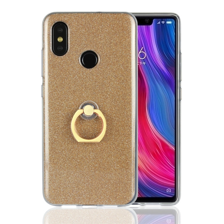 For Xiaomi Mi 8 Glittery Powder Shockproof TPU Protective Case with Ring Holder