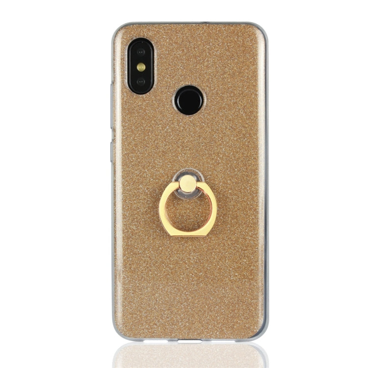 For Xiaomi Mi 8 Glittery Powder Shockproof TPU Protective Case with Ring Holder