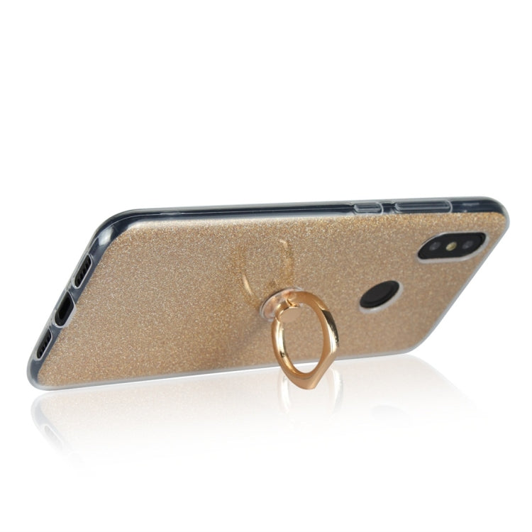 For Xiaomi Mi 8 Glittery Powder Shockproof TPU Protective Case with Ring Holder