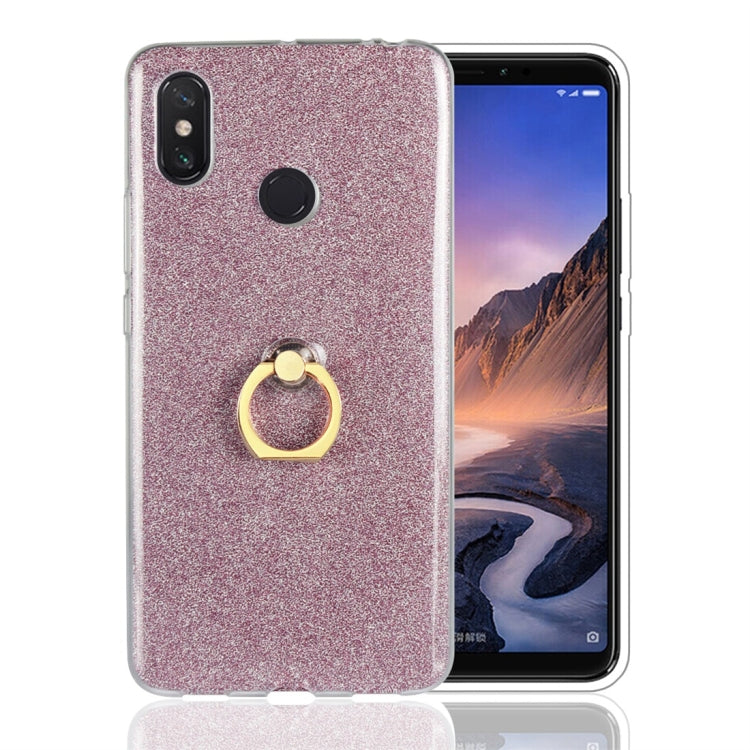 For Xiaomi Mi Max 3 Glittery Powder Shockproof TPU Protective Case with Ring Holder