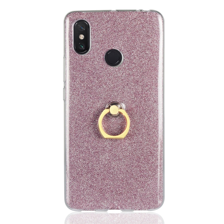 For Xiaomi Mi Max 3 Glittery Powder Shockproof TPU Protective Case with Ring Holder