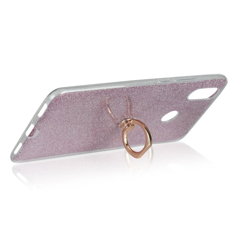 For Xiaomi Mi Max 3 Glittery Powder Shockproof TPU Protective Case with Ring Holder