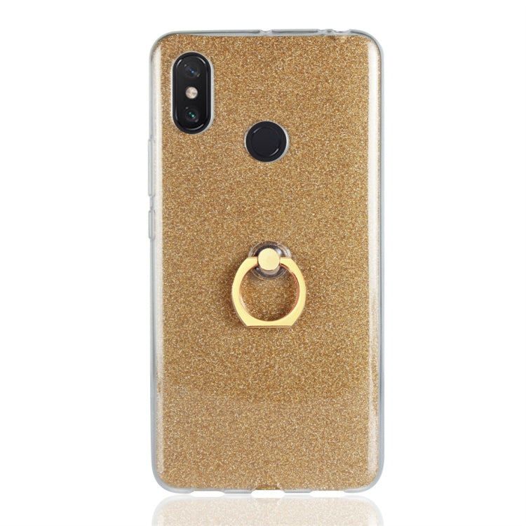 For Xiaomi Mi Max 3 Glittery Powder Shockproof TPU Protective Case with Ring Holder