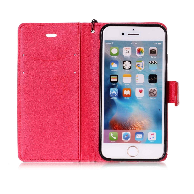 For iPhone 6 & 6s Matching Color Frosted Texture Horizontal Flip PU Leather Case with Holder & Card Slots & Lanyard