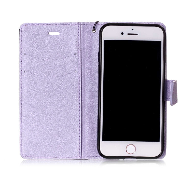 For iPhone SE 2020 & 8 & 7 Matching Color Frosted Texture Horizontal Flip PU Leather Case with Holder & Card Slots & Lanyard