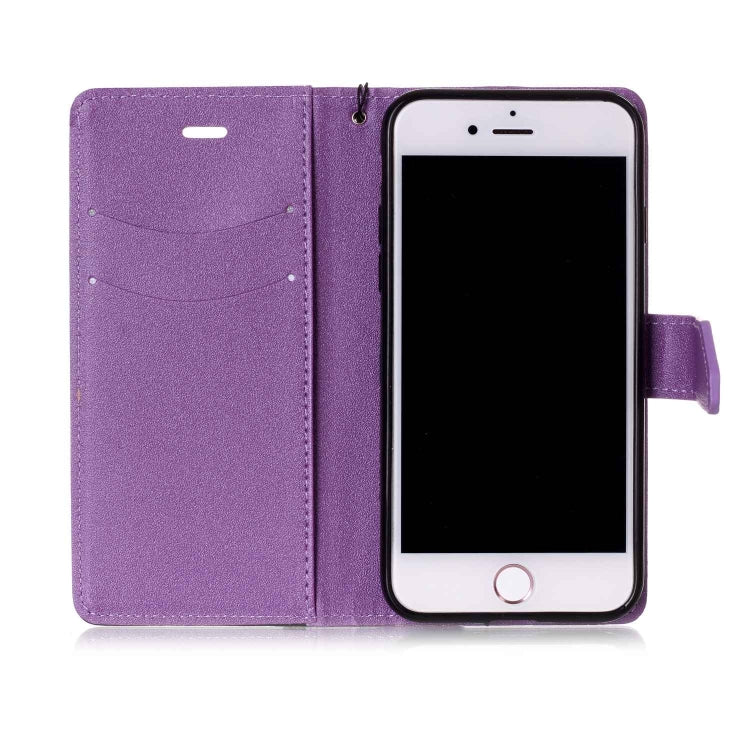 For iPhone SE 2020 & 8 & 7 Matching Color Frosted Texture Horizontal Flip PU Leather Case with Holder & Card Slots & Lanyard