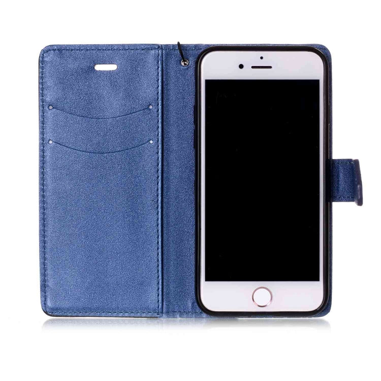 For iPhone SE 2020 & 8 & 7 Matching Color Frosted Texture Horizontal Flip PU Leather Case with Holder & Card Slots & Lanyard