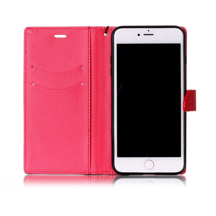 For iPhone 8 Plus & 7 Plus Matching Color Frosted Texture Horizontal Flip PU Leather Case with Holder & Card Slots & Lanyard