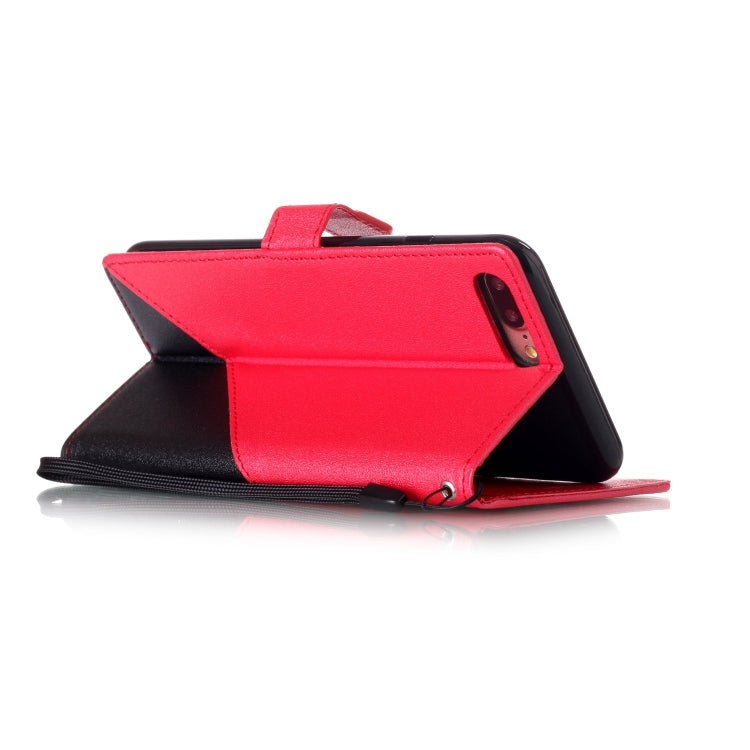 For iPhone 8 Plus & 7 Plus Matching Color Frosted Texture Horizontal Flip PU Leather Case with Holder & Card Slots & Lanyard