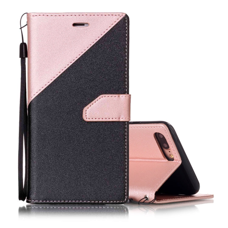 For iPhone 8 Plus & 7 Plus Matching Color Frosted Texture Horizontal Flip PU Leather Case with Holder & Card Slots & Lanyard
