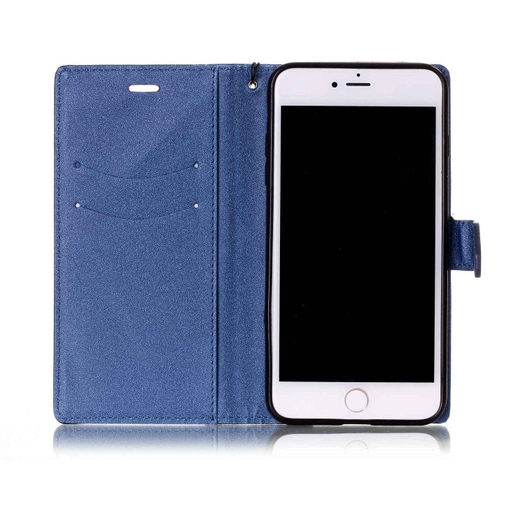 For iPhone 8 Plus & 7 Plus Matching Color Frosted Texture Horizontal Flip PU Leather Case with Holder & Card Slots & Lanyard