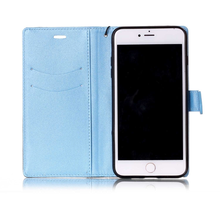 For iPhone 8 Plus & 7 Plus Matching Color Frosted Texture Horizontal Flip PU Leather Case with Holder & Card Slots & Lanyard