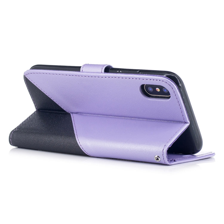 For iPhone X & XS Matching Color Frosted Texture Horizontal Flip PU Leather Case with Holder & Card Slots & Lanyard