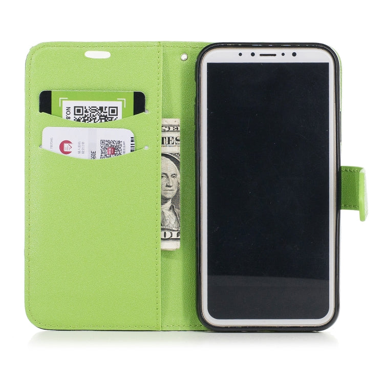 For iPhone X & XS Matching Color Frosted Texture Horizontal Flip PU Leather Case with Holder & Card Slots & Lanyard