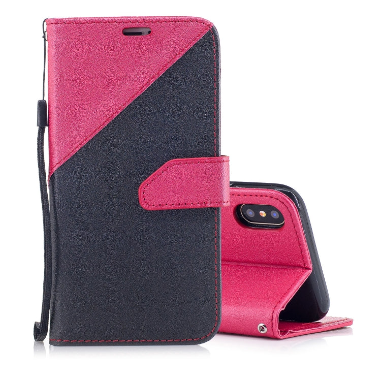 For iPhone X & XS Matching Color Frosted Texture Horizontal Flip PU Leather Case with Holder & Card Slots & Lanyard